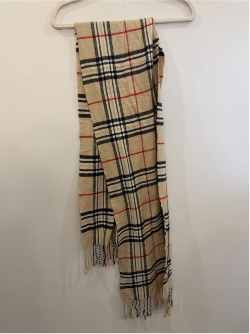 Cashmere Feel Classic Plaid Winter Scarf Fringe Beige Black Red #F